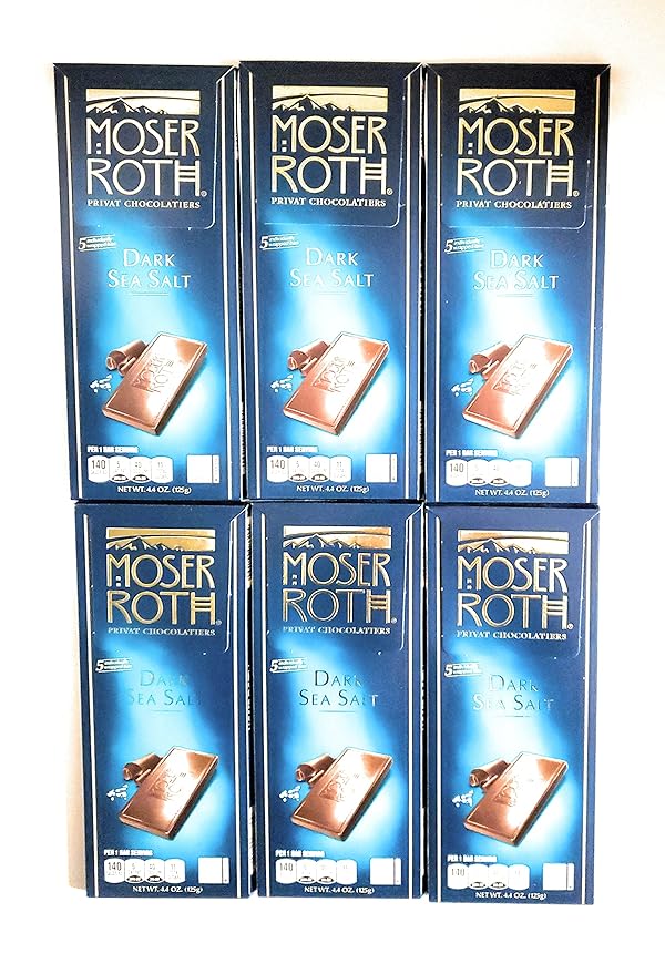 Moser Roth Dark Chocolate/Sea Salt Chocolate Bars (6) Pack Germany