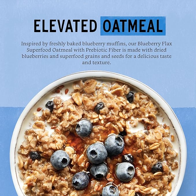 Purely Elizabeth Classic Cinnamon Superfood Oatmeal with Prebiotic Fiber Gluten Free &amp Non-GMO 9.12 Oz (Pack of 6) (6 Pack Blueberry Flax)
