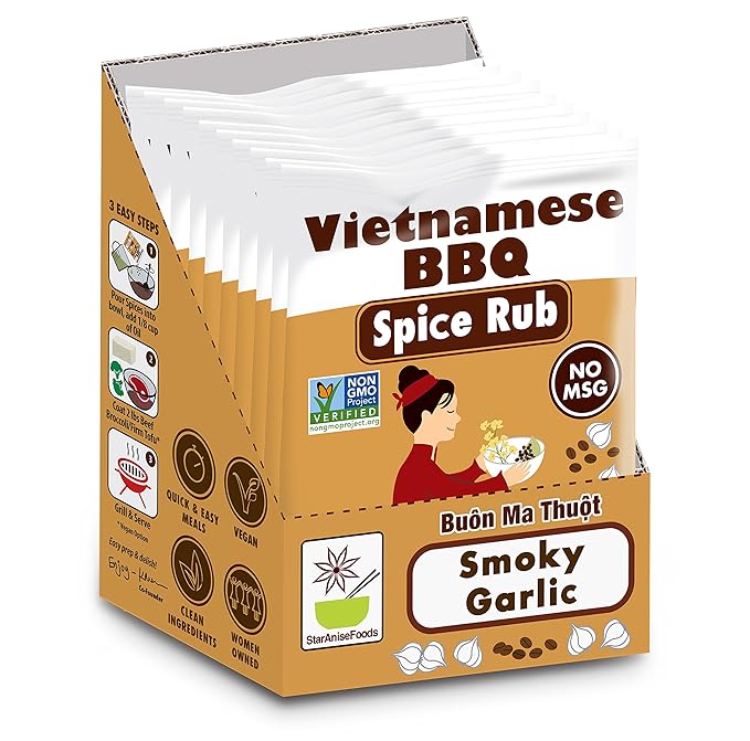 Star Anise Foods - Vietnamese BBQ Smoky Garlic Spice Rub Contains No MSG and Gluten Free - (Pack of 10 packets of 1 oz each)