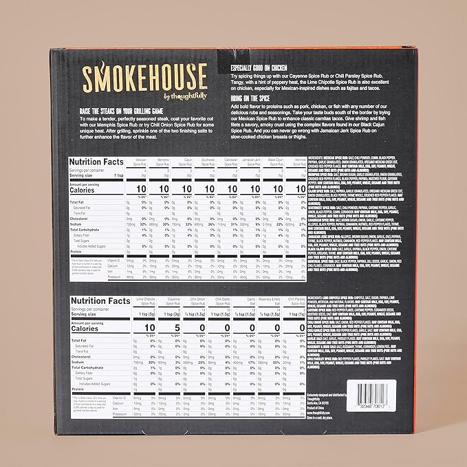 Smokehouse by Thoughtfully Grilling Spices BBQ Set Includes BBQ Tongs Magnet and 15 Flavorful Seasoning and Rubs - Great Gift for Holiday Men Dad Husband
