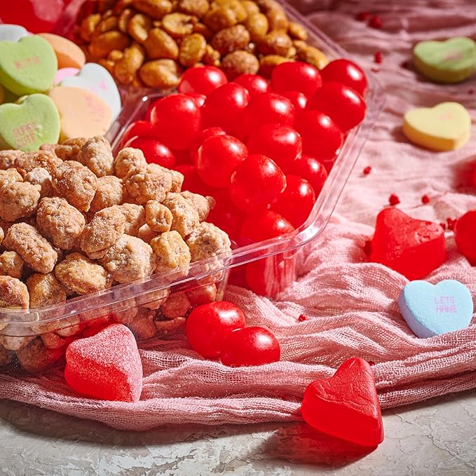 NUT CRAVINGS - Easter Mixed Nuts &amp Heart Candy Gift Basket in Red Gold Box (7 Assortments 1 LB) Ramadan Gifts Saint Patrick's Treats for Adults Food Arrangement Healthy Snack Care Package Kos