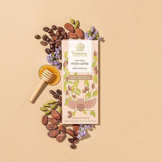 Elements Truffles Dark Chocolate Bar Combo Pack of 5 | Ayurvedic Vegan &amp Gluten Free | No Refined Sugar &amp Artificial Flavours | Enriched with Cocoa &amp Coconut Sugar