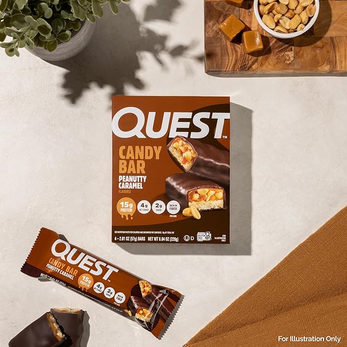 Quest Nutrition Protein Bar Peanutty Caramel Flavor 15g Protein 2g Sugar Low Sugar Gluten Free 12 Count