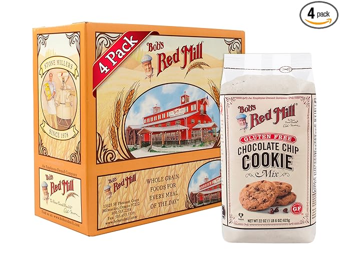 Bob's Red Mill Gluten Free Chocolate Chip Cookie Mix 22 Oz (4 Pack)
