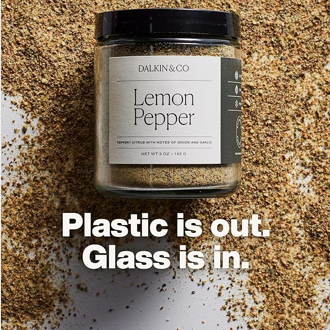 Dalkin &amp Co. Lemon Pepper Chicken Wing Seasoning Bright Lemon Peel Black Pepper Garlic &amp Onion Blend Clean Flavor with No Fillers or Additives Eco-Friendly Reusable Jar 5 oz