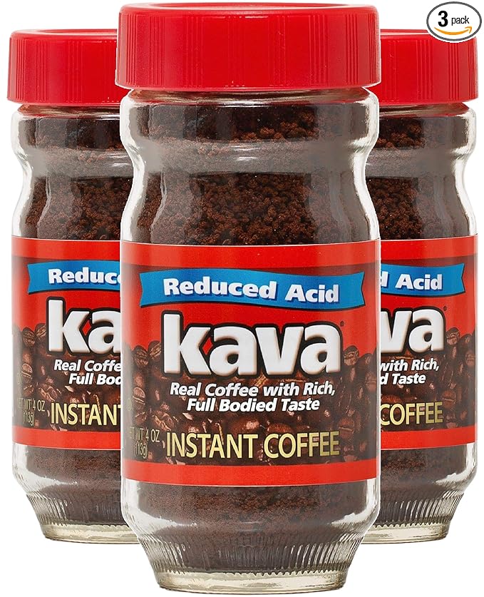 Kava Coffee Low Acid Neutralized Instant Coffee 4 Ounce (Pack of 3)