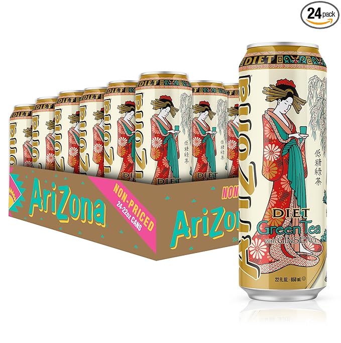 AriZona Diet Green Tea with Ginseng and Honey - Big Can 22 Fl Oz (Pack of 24)