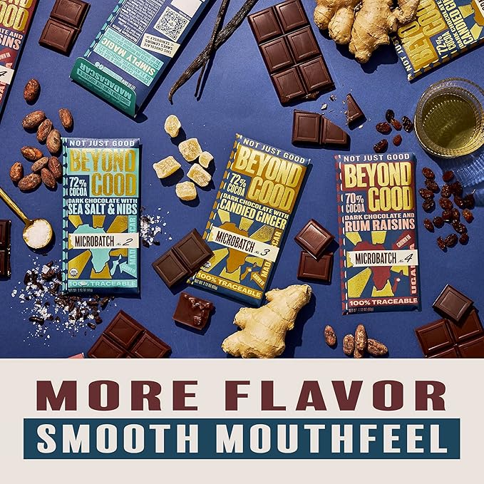 Beyond Good Chocolate Bars | 4 Pack Microbatch Variety Pack | Direct Trade Vegan Kosher Non-GMO | Single Origin Madagascar Heirloom Chocolate | 4 Pack