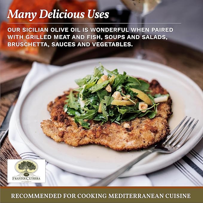 Frantoi Cutrera - Selezione - Extra Virgin Olive Oil from Italy Sicilian Pure EVOO Premium 2022/23 Early Harvest First Cold Pressed Olive Oil High In Polyphenols 24.5 Fl Oz (Pack of 1)