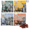 Pearson Ranch Wild Grass Fed Game Variety Pack of 4-2.1oz Bags - Venison Elk Buffalo &amp Wild Boar - Gluten-Free MSG-Free Paleo and Keto Friendly