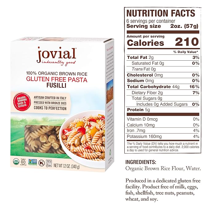 100% Organic Brown Rice Pasta Fusilli