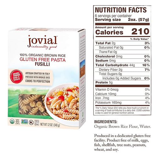 100% Organic Brown Rice Pasta Fusilli