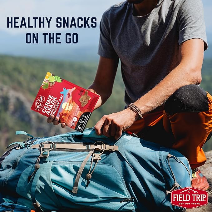Field Trip Grass Fed Beef Jerky Healthy Gluten Free Snacks All Natural Paleo-Friendly Beef Jerky High Protein Low Carb Snack with No Nitrates 1oz Bag 12 Pack Carne Asada