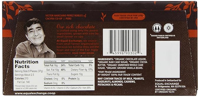 Equal Exchange Organic Very Dark Chocolate Bars 2.8 Ounce (Pack of 12)