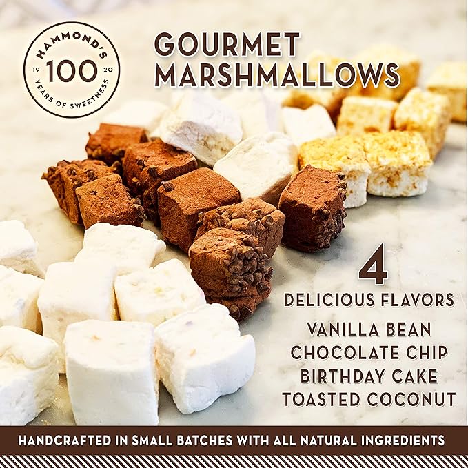 Hammond’s Candies Gourmet Marshmallows – Toasted Coconut | Great for Snacking Hot Chocolate S’mores Baking | Gluten-Free Kosher Handcrafted in the USA | 2 Pack