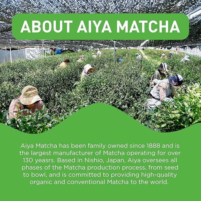 Aiya Certified USDA Organic Culinary Grade Matcha Green Tea Powder - Ideal for Baking Lattes Smoothies - Gluten-Free &amp Non-GMO - 100g Bag (3.52 oz)