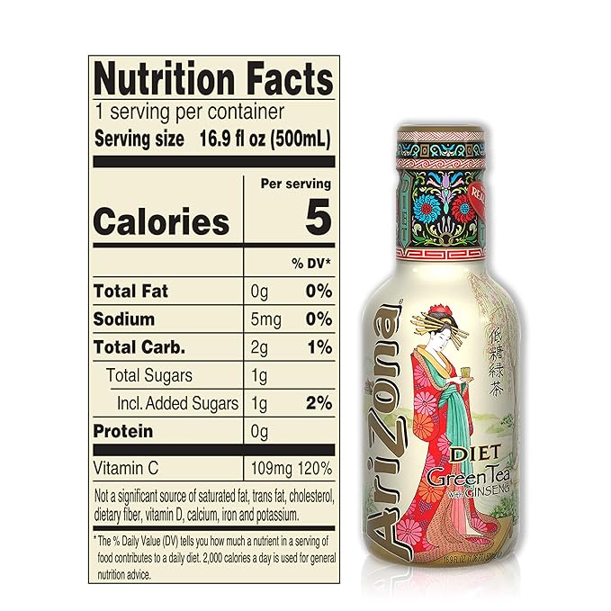 AriZona Low Calorie Diet Green Tea 16.9 Fl Oz (Pack of 20)