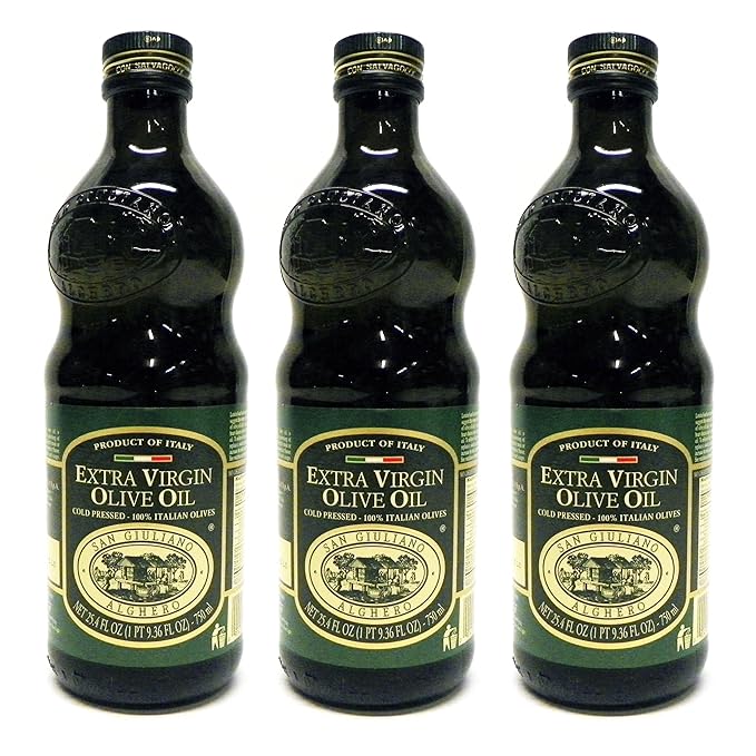 Polyphenol Rich Extra Virgin Olive Oil by San Giuliano Pure 100% Italian EVOO from Italy Cold Pressed for Everyday Cooking Non-GMO Certified Sustainably Farmed 750 ML Bottle (Pack of 3)
