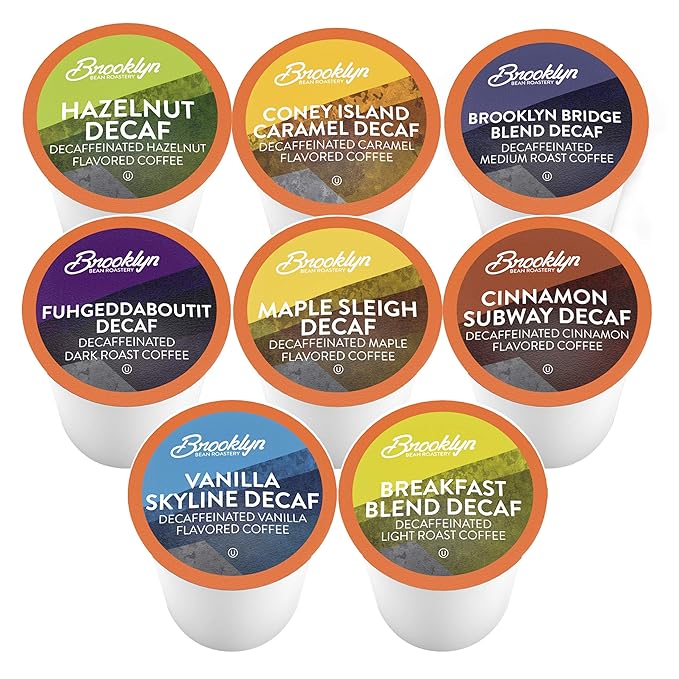 Brooklyn Beans Coffee Pods Assorted Decaf Variety Pack - Compatible with Keurig K Cup Brewers Including 2.0 Coffee Makers 40 Count Perfect for Decaf Coffee Lovers