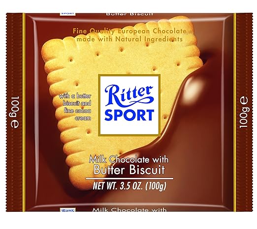 Ritter Sport Milk Chocolate with Butter Biscuit 3.5-Ounce Bars (Pack of 11)