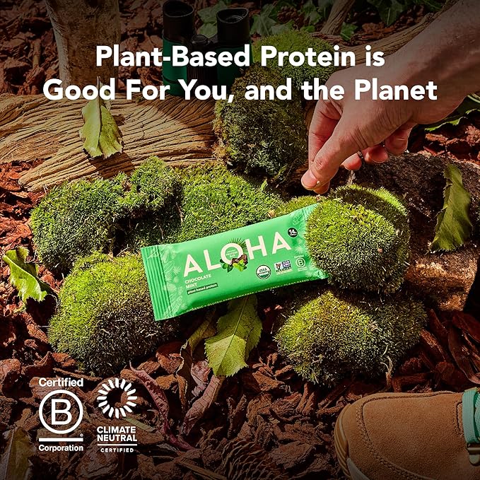 ALOHA Organic Plant Based Protein Bar MINIS |Peanut Butter Cup | 20 Count 24g Bars | Vegan Low Sugar Gluten Free Low Carb Non-GMO Stevia Free Soy Free No Sugar Alcohols