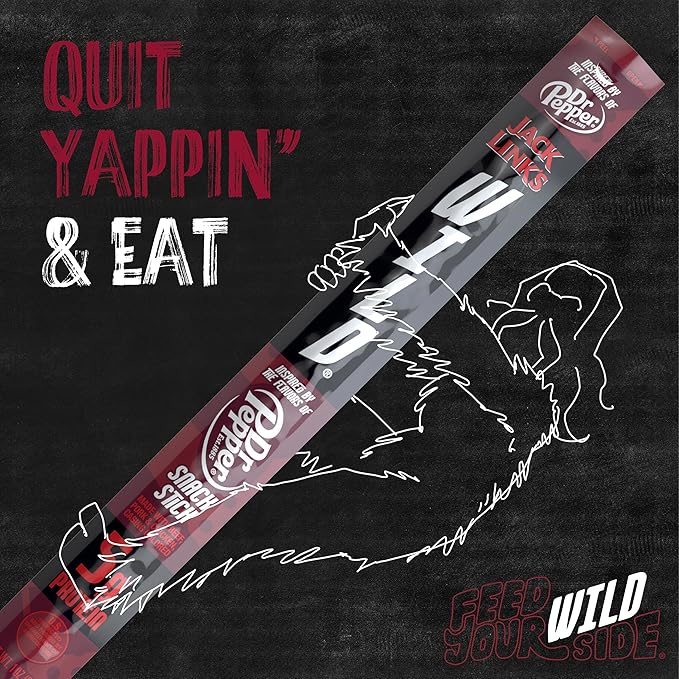 Jack Link's WILD Snack Sticks Dr Pepper Inspired Flavors - Protein Snack Sticks with 5g of Protein per Serving Keto Friendly Individually Wrapped - 1.0 oz (Pack of 20)
