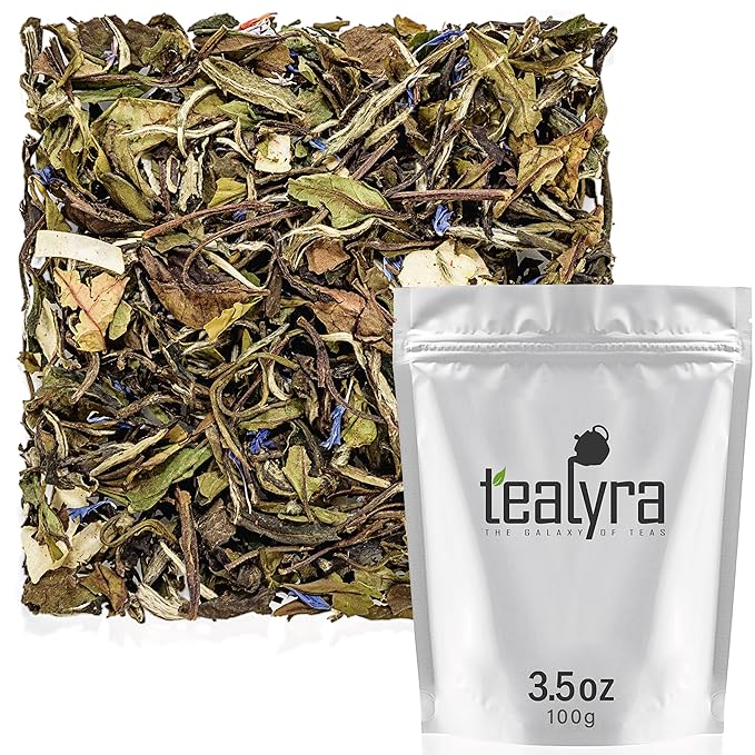 Tealyra - White Coconut Cream - Premium White Tea with Coconut Chips Blend - Loose Leaf Tea - High in Antioxidants - Caffeine Level Low - All Natural Ingredients - 100g (3.5-ounce)