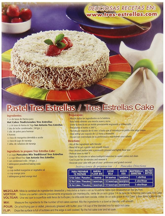 Tres Estrellas Traditional Hot Cakes Mix 17.6 Ounce (Pack of 12)