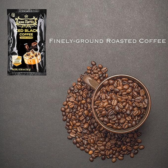 King Coffee Iced Black Instant Coffee - Finely Ground Robusta and Arabica Blend from Vietnam | 10 Sachets (0.56 oz/16g each) | 5.6 oz (Pack of 3)