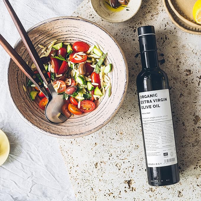 Erbology Organic Extra Virgin Olive Oil 17 fl oz - Early Harvest - 742 mg/kg Polyphenols - 0.15% Free Acidity - 100% Coratina Olives Hand-Picked and Pressed on a Family-Run Single Estate in Apulia It