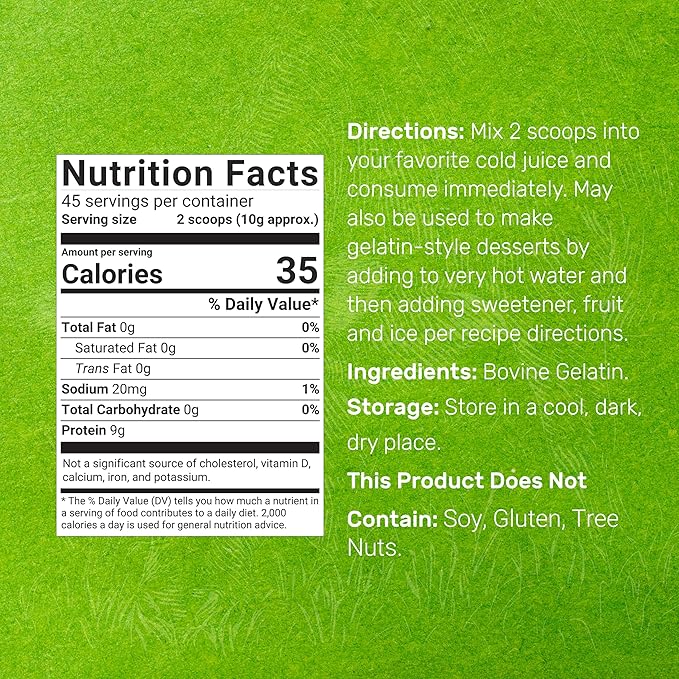 Unflavored Beef Gelatin Powder 1lb – Grass Fed &amp Pasture Raised Bovine – Natural Thickener &amp Stabilizer for Cooking &amp Baking – High Collagen Protein Source – Non-GMO Keto Friendly