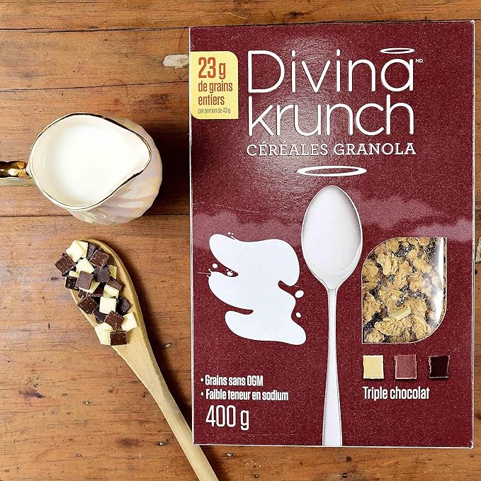 Divina Krunch Granola Cereal Pack of 3 NON-GMO CEREAL (Triple Chocolate Granola)