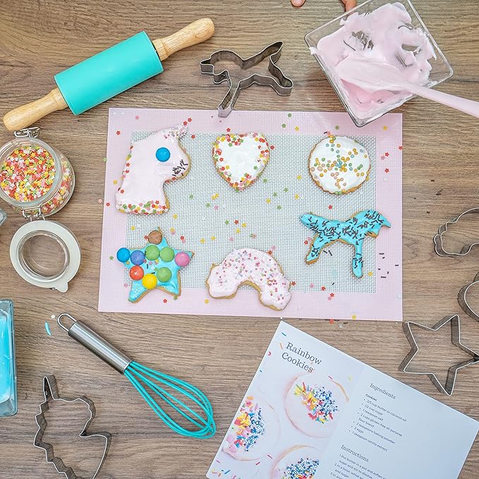 Tovla Jr. Kids Baking Gift Set with Storage Case - Unicorn Baking Gift Set for Kids-Real Cooking Utensils for Cookie Cupcakes and Decorating