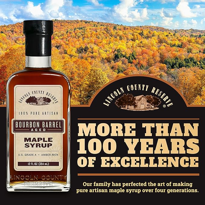 Bourbon Barrel Aged Maple Syrup Gluten Free Maple Syrup Grade A Amber Rich Taste in Sustainable 12 oz. Glass Bottles American Made Maple Syrup for Pancakes and Waffles 2 Pack