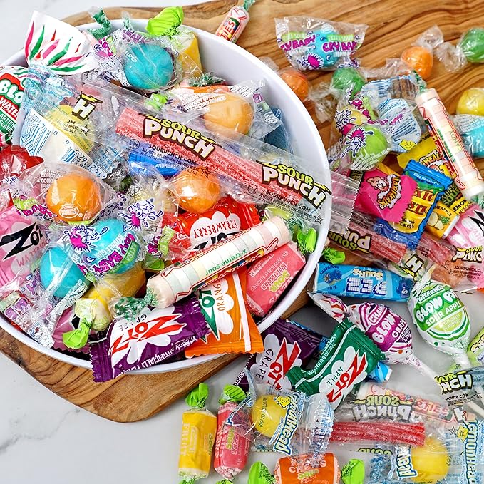 Sour Candy Variety Pack 4 Pound Sour Candy Mix Individually Wrapped Bulk Candies Party Mix Assortment Pinata Stuffers Candies For Goodie Bags