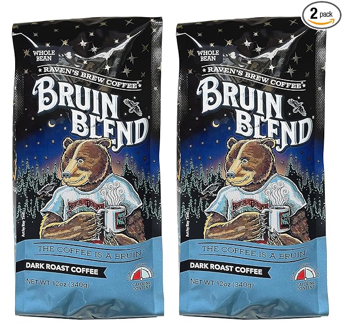 Ravens Brew Whole Bean Bruin Blend 12-Ounce Bags (Pack of 2)