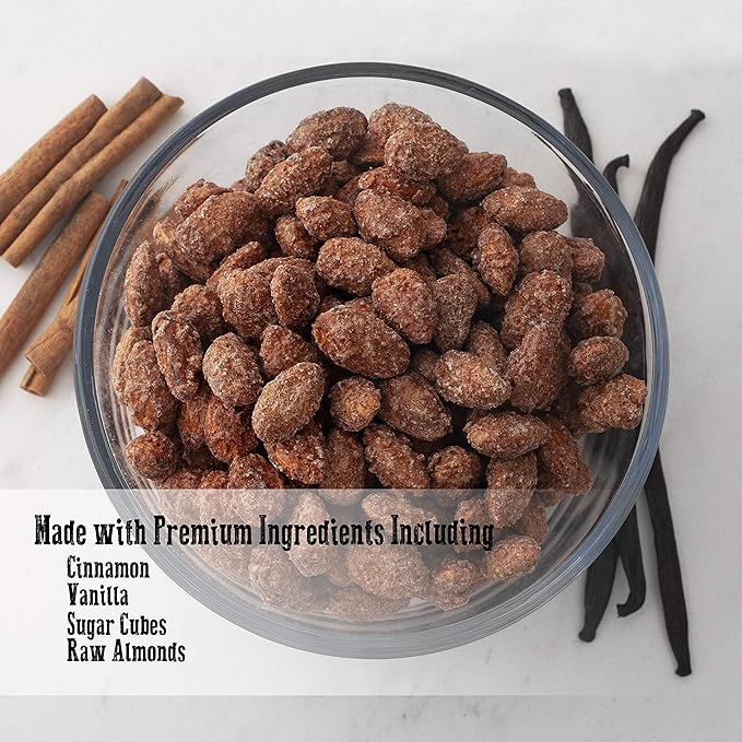 Gourmet Cinnamon Roasted Almond Gift Tin 36 oz (2.25 lb) Artisan Hand-Roasted Nuts Fresh to Order by Pop’N Nuts