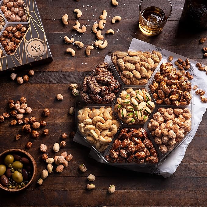Holiday Nuts Gift Basket - Extra Large Assortment of Sweet &amp Roasted Salted Gourmet Nuts - Food Gift Box for Him Husband Christmas Fathers Day Mothers Day Family Men &amp Women