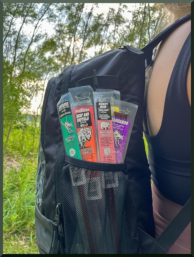 BUFFALO BOB'S Wild Game Meat Snacks - 50 Assorted Flavor of Exotic Jerky - Alligator Buffalo Elk Venison &amp More - High-Protein Snack for Adventure Enthusiasts Stocking Stuffer Gift for Men/D