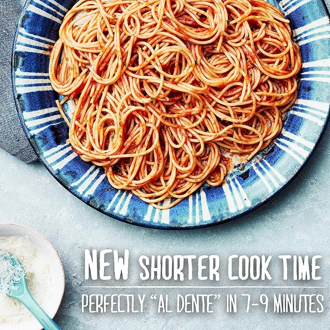 BARILLA Protein+ (Plus) Spaghetti | Protein from Lentils Chickpeas &amp Peas | Good Source of Plant-Based Protein | Protein Pasta | Non-GMO | Kosher Certified | 14.5 Ounce Box (7 Servings per Box)