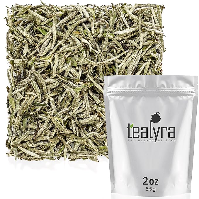 Tealyra - Premium White Silver Needle Tea - Bai Hao Yinzhen - Organically Grown in Fujian China - Superior Chinese Silver Tip White Tea - Loose Leaf Tea - Caffeine Level Low - 55g (2-ounce)