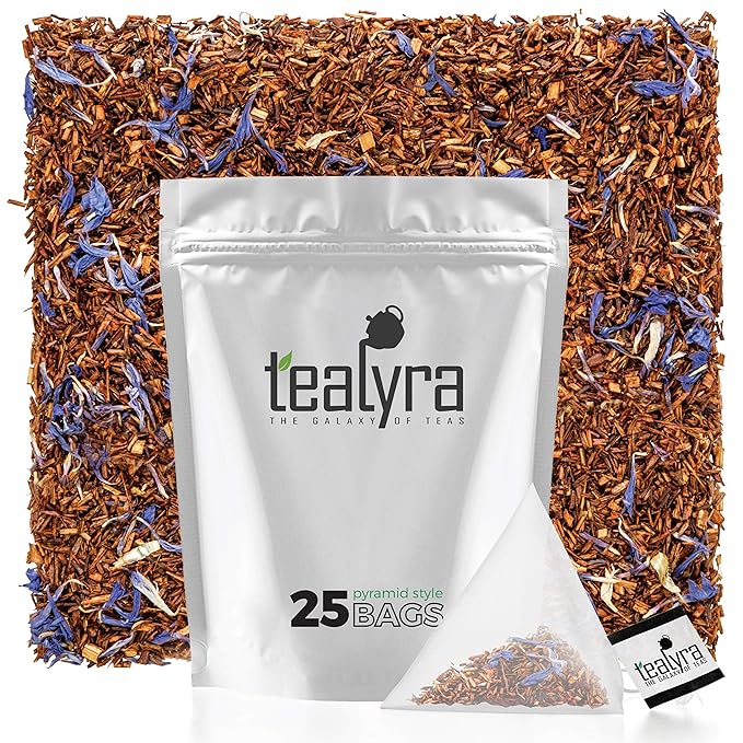 Tealyra - Rooibos Earl Grey - 25 Bags - Caffeine-Free - Herbal Loose Leaf Tea - Red Bush Tea with Bergamot oil - Claming and Relaxing Blend - Pyramids Style Sachets…