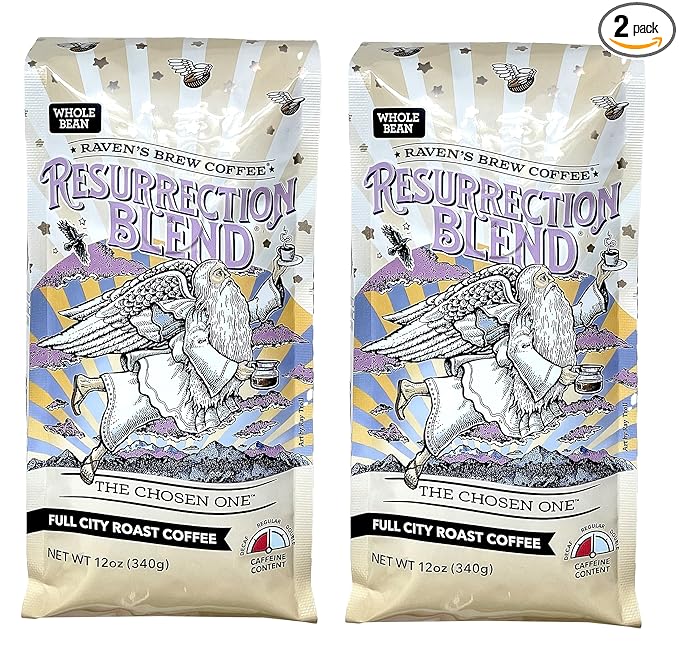 Raven's Brew Coffee Full Bodied Coffee Full City Roast Whole Bean - Resurrection Blend 2-pack of 12oz