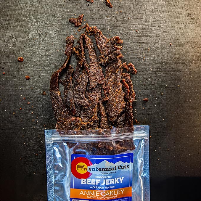 Centennial Cuts Beef Jerky – Annie Oakley Sweet &amp Spicy – High Protein – 7 oz Snack