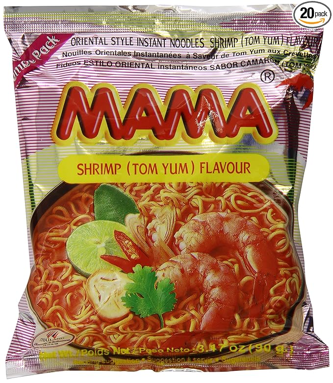 Mama Instant Noodle Tom Yum Shrimp Spicy Flavor 3.17 Ounce (Pack of 20)