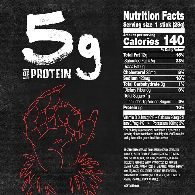Jack Link's WILD Snack Sticks Original and Hot Variety Pack - Protein Snack Sticks with 5g of Protein per Serving Keto Friendly Individually Wrapped - 1.0 Oz. (Pack of 20)