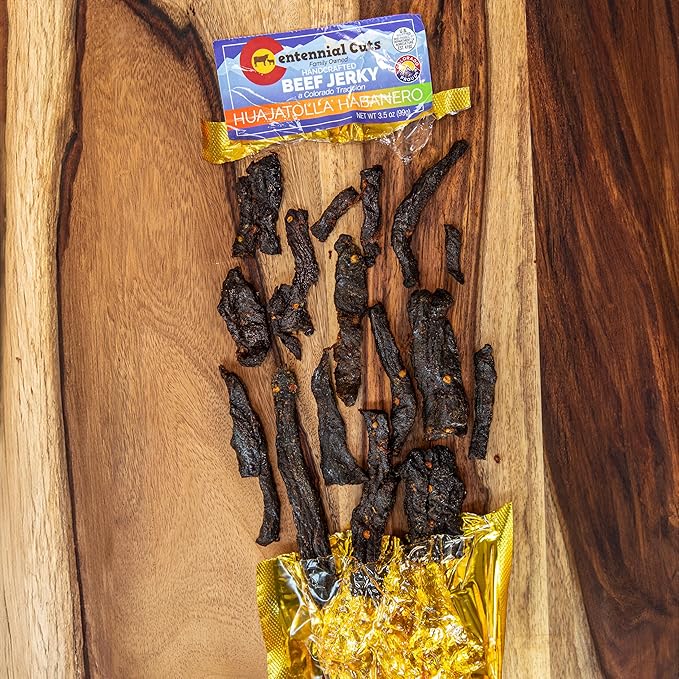 Centennial Cuts Hot &amp Spicy Beef Jerky &amp Beef Sticks Gift Box – Spicy Jerky Variety Pack 4 Jerky Bags + 3 Beef Sticks High Protein Snack