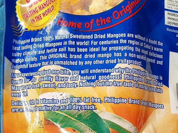 Philippine Brand Naturally Delicious Dried Mangoes Tree Ripened 30 Ounces (Pack of 3)