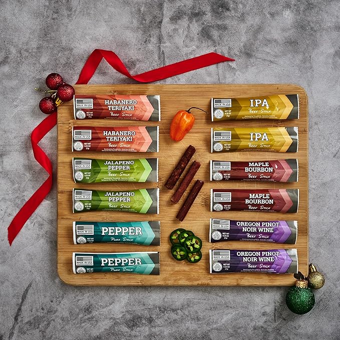 Man Crates 12 Days of Jerky Advent Calendar 2025 Featuring Ugly Christmas Sweater Artwork – Includes 12 Delicious Bites of Beef Jerky – Festive Flavors Like Habanero Maple Bourbon &amp More
