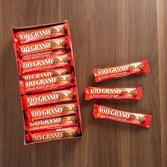 100 Grand Milk Chocolate Candy Bars Full Size Bulk Individually Wrapped Ferrero Candy Pack of 36